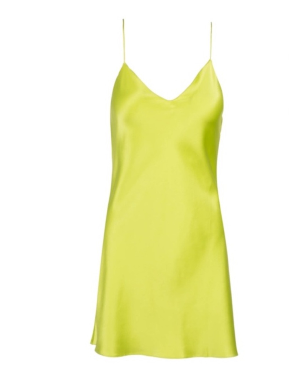 DANNIJO Neon Lime Satin Slip Dress with Spaghetti Straps